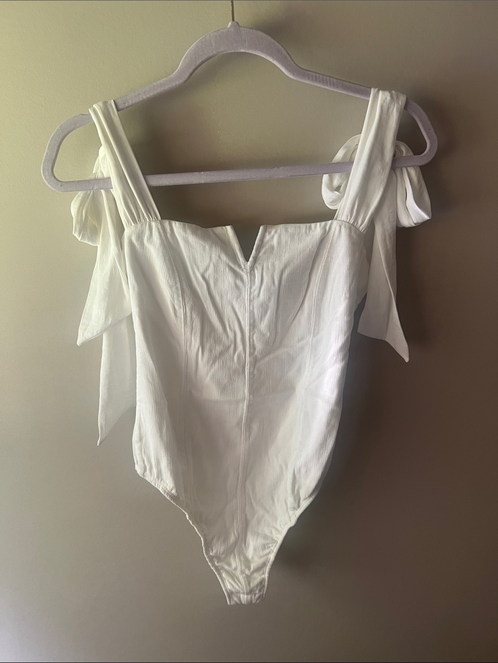 Free People White Tie-Shoulder Bandeau Bodysuit